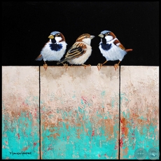 Gorriones - Pintura de Mónica Goetze -  Año: 2018